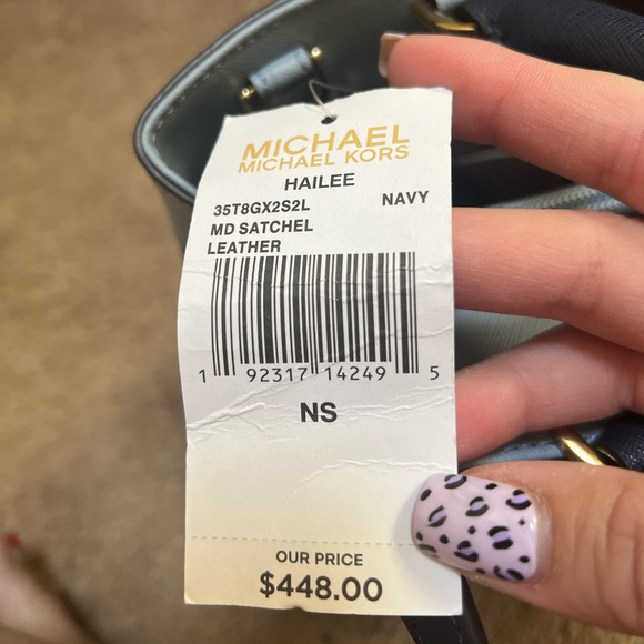 Michael Kors Hailee Navy Floral Medium Satchel NWT - Picture 5 of 9